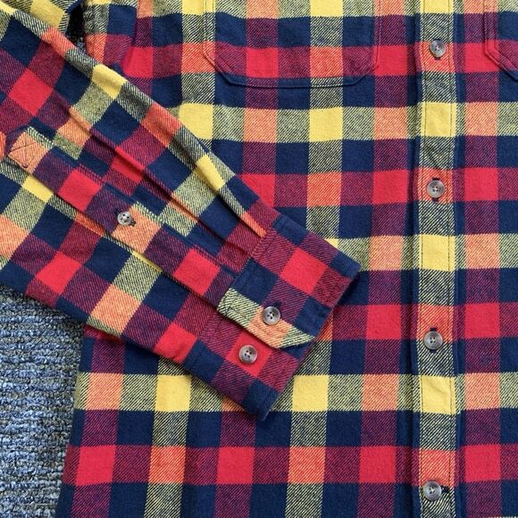 Fjallraven Flannel Shirt Mens Large Red Plaid Skog Slim Fit Long Sleeve Outdoor - Picture 3 of 10